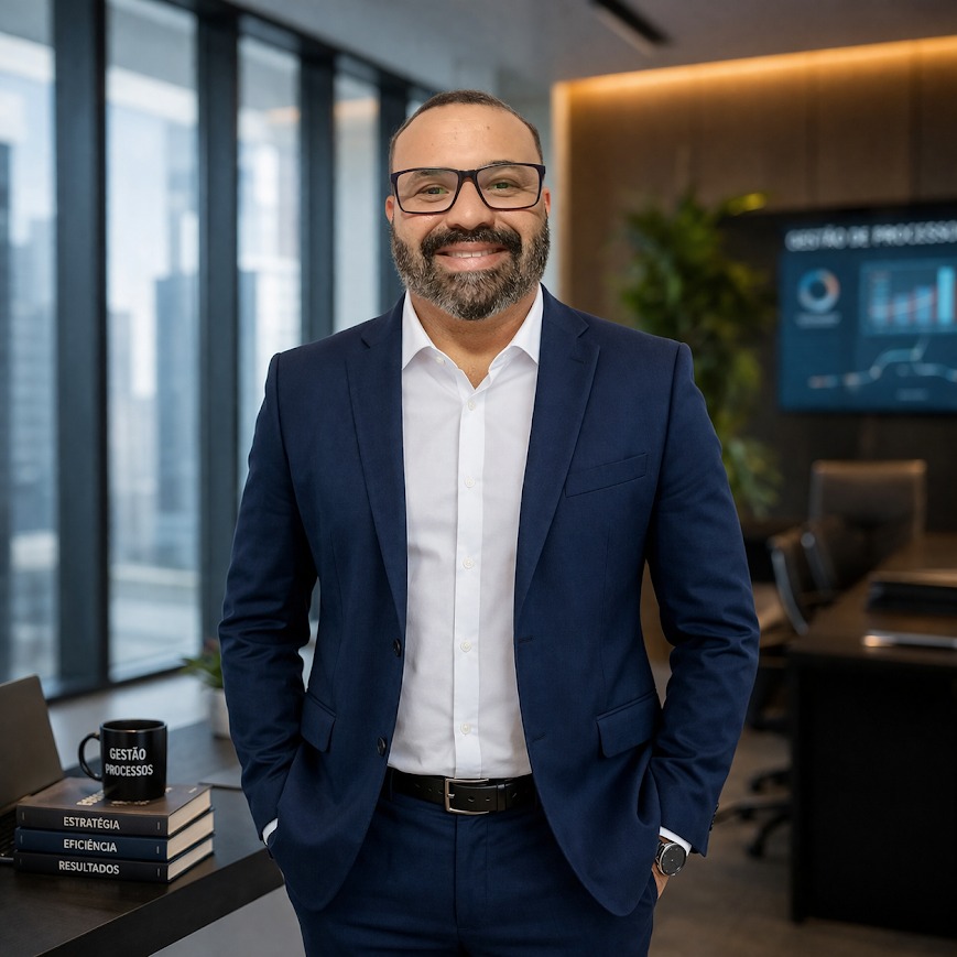 Marcone Bibiano, consultor de SST, em escritório corporativo