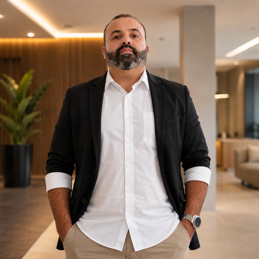 Marcone Bibiano em ambiente corporativo